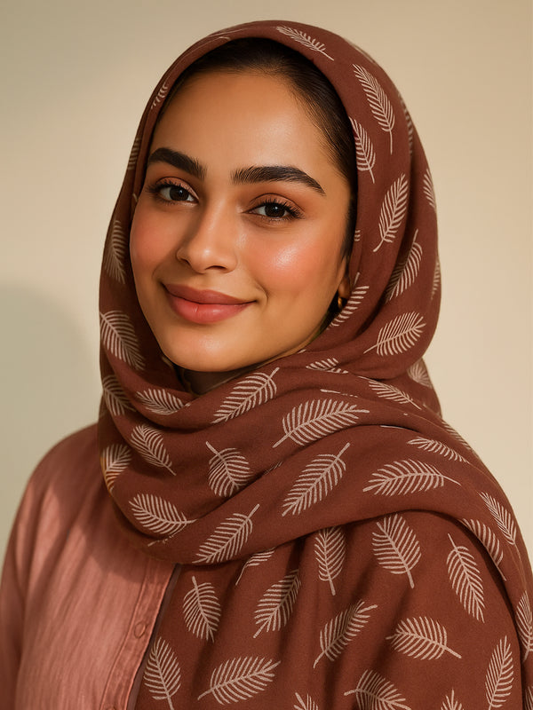 Leaf Me Alone Hijab - Rust